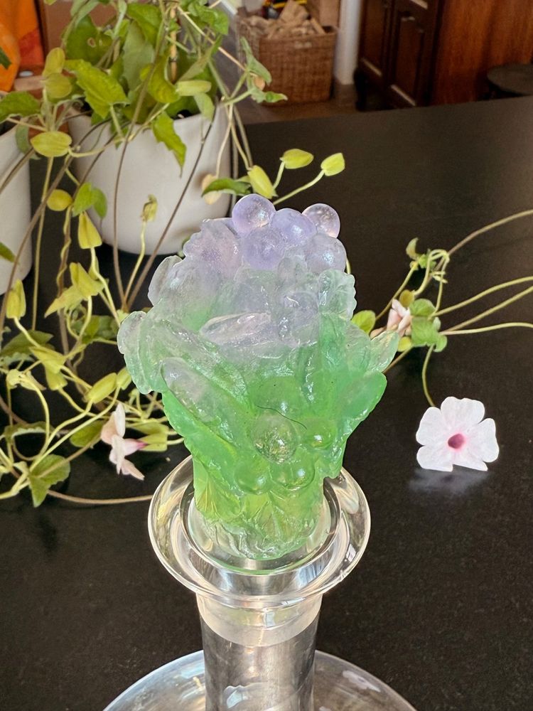 DAUM: Superb crystal decanter with glass paste stopper!