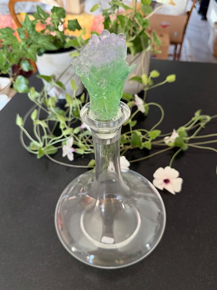 DAUM: Superb crystal decanter with glass paste stopper!