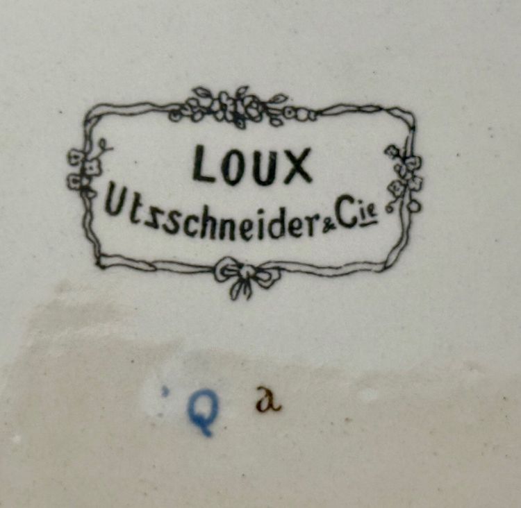 RARE SARREGUEMINES decor OBERNAI, RECTANGULAR PLATE bearing mark LOUX-UTZSCHNEIDER & CIE