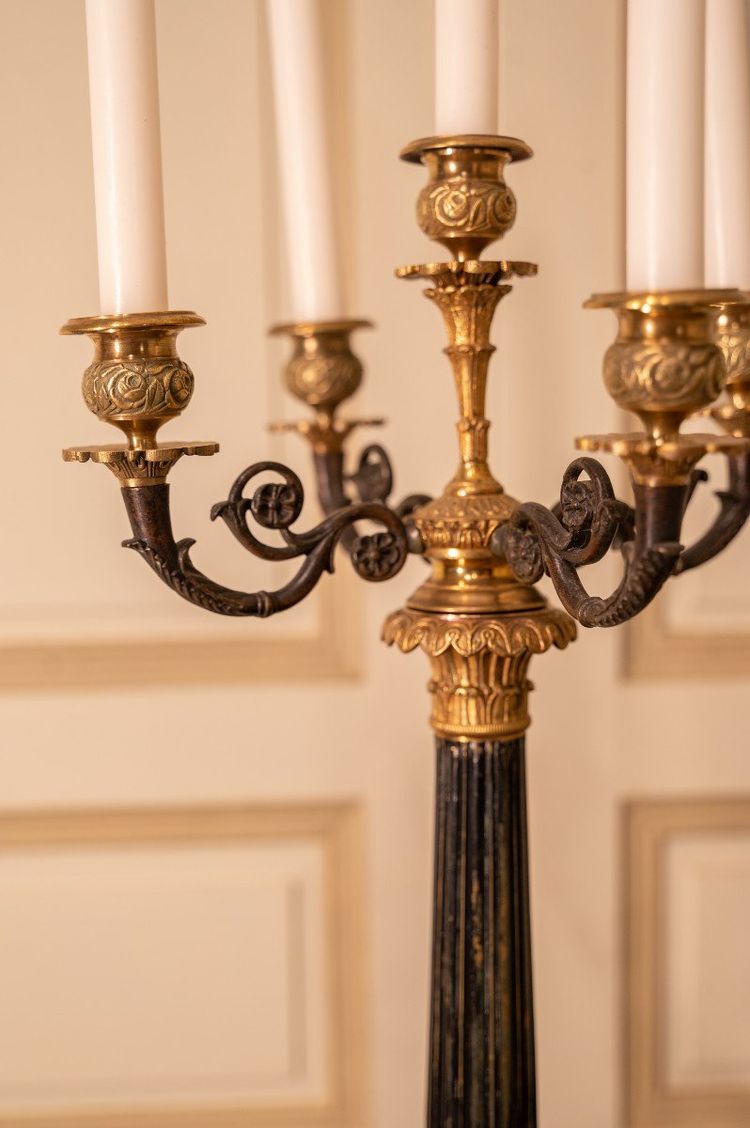 Candelabri stile impero in bronzo e ottone