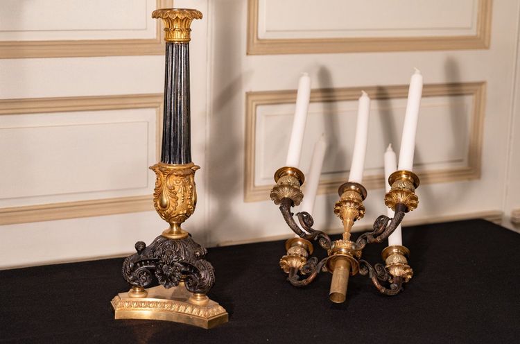 Candelabri stile impero in bronzo e ottone