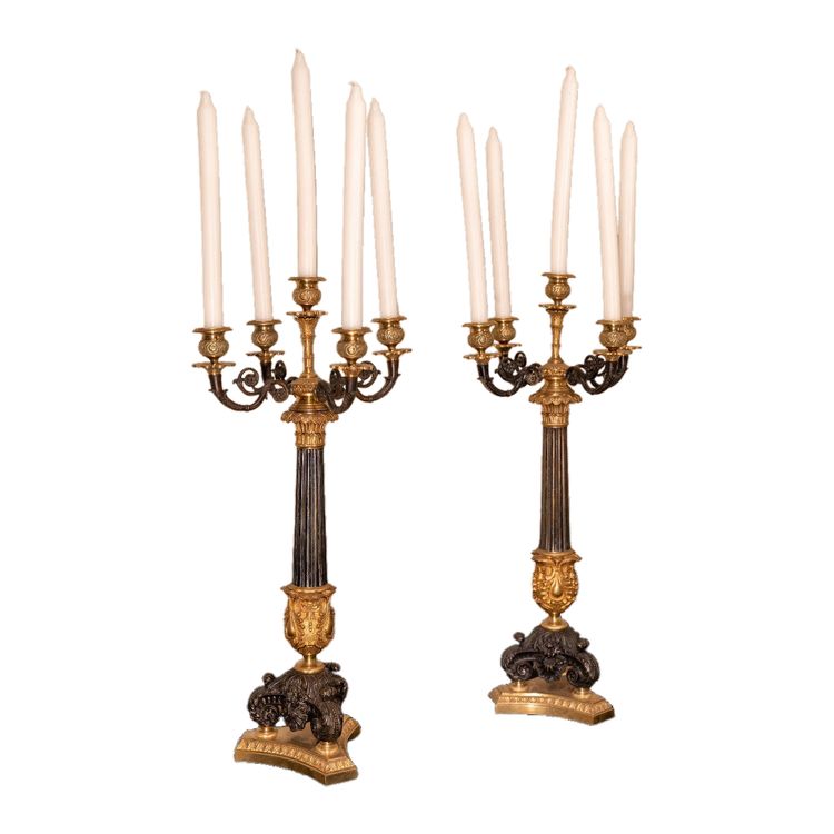 Candelabri stile impero in bronzo e ottone