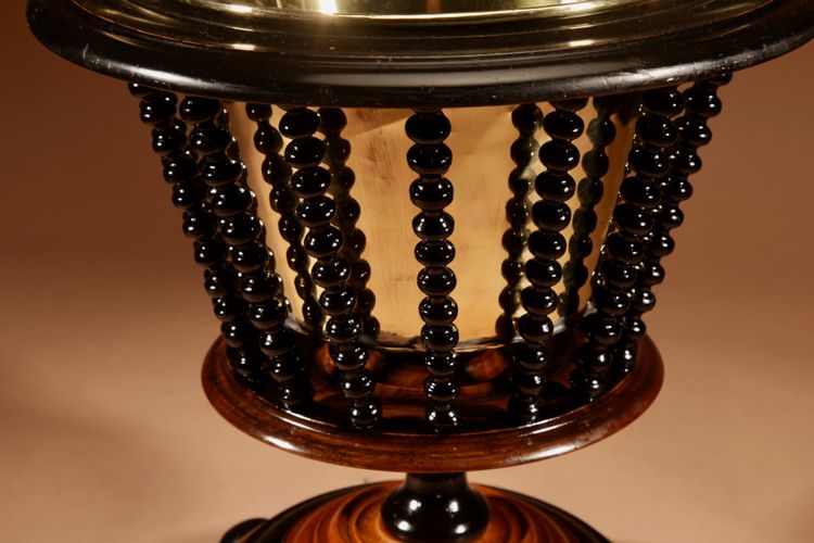 Magnificent walnut and ebony planter, tea/peat bucket.