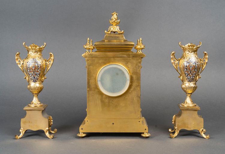 A gilt bronze and cloisonné enamel mantelpiece, 19th century