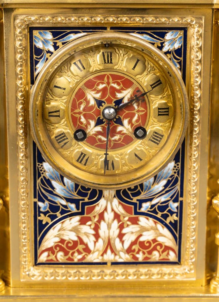 A gilt bronze and cloisonné enamel mantelpiece, 19th century