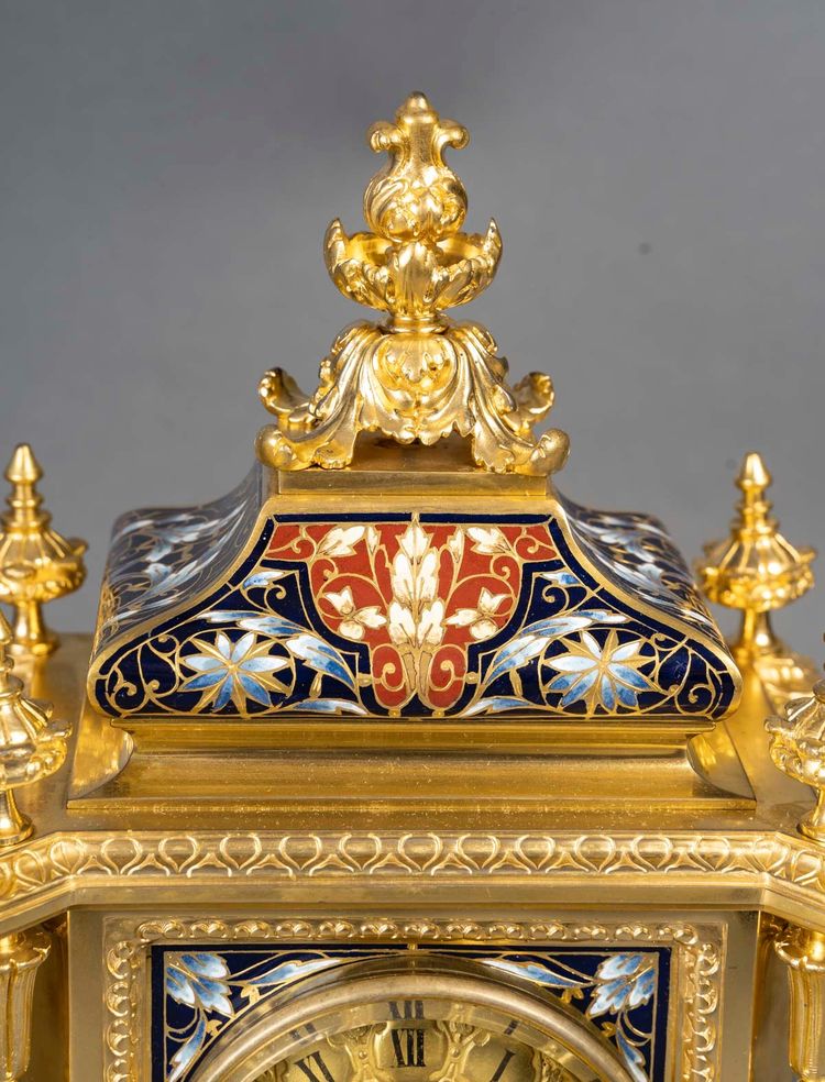 A gilt bronze and cloisonné enamel mantelpiece, 19th century