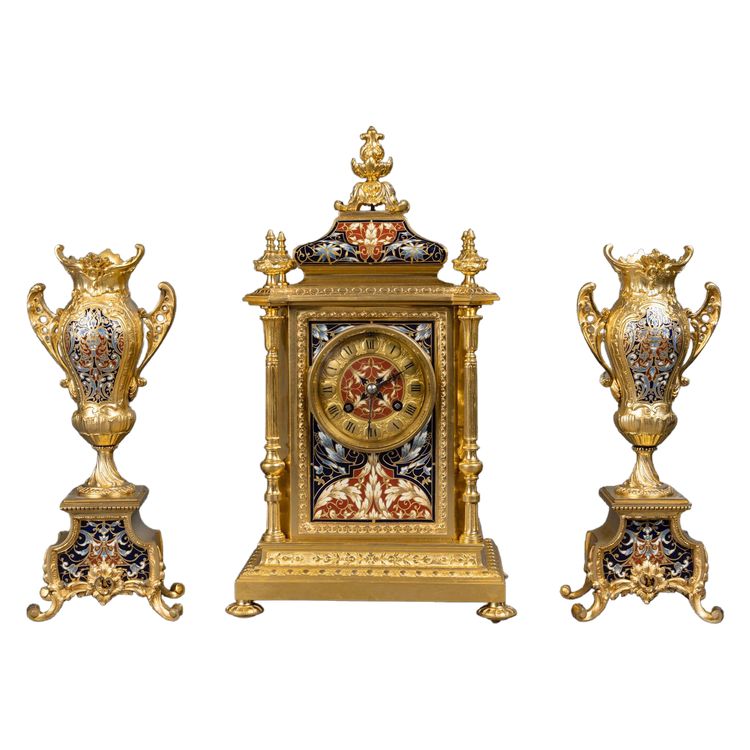 A gilt bronze and cloisonné enamel mantelpiece, 19th century