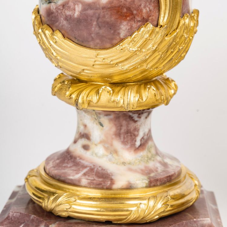 A pair of marble and gilt bronze cassolettes, late 19th century
