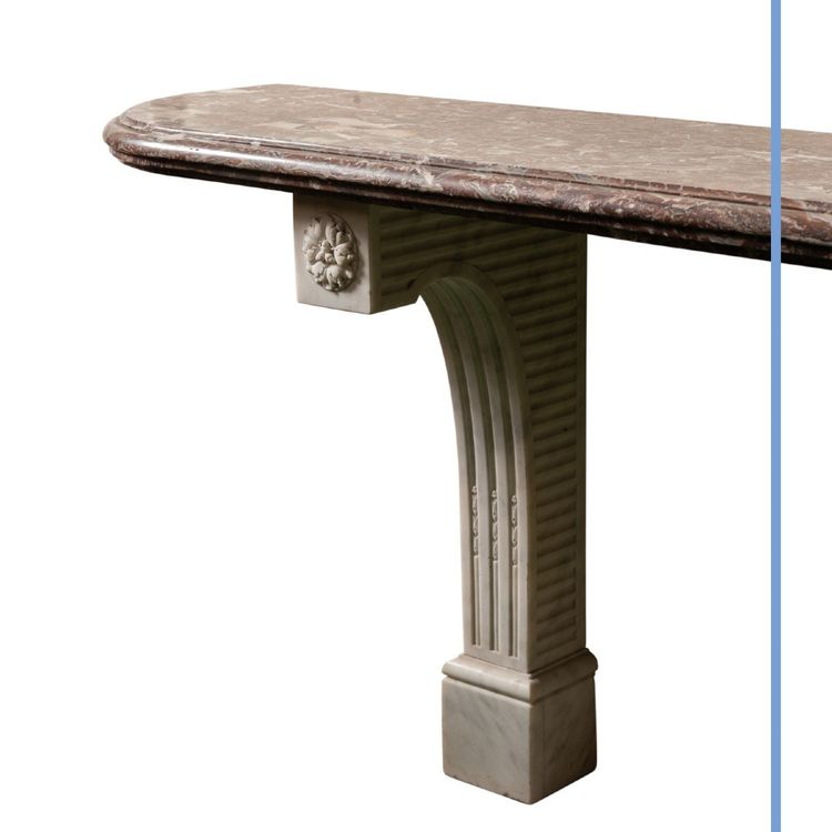 Console en marbre blanc et rouge, XIXe