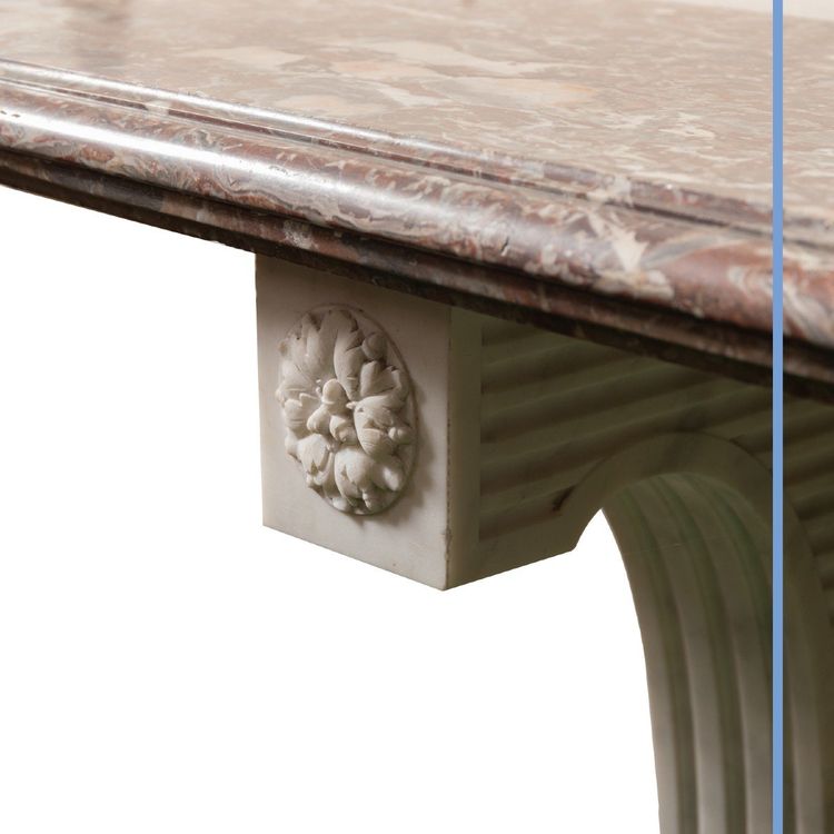 Console en marbre blanc et rouge, XIXe