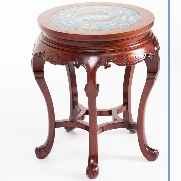 Circular stool made of exotic wood, Asia, late 19th century