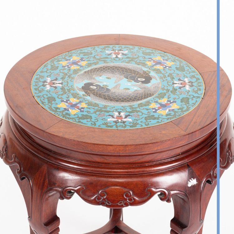 Circular stool made of exotic wood, Asia, late 19th century
