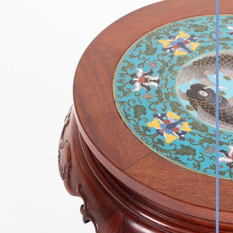 Circular stool made of exotic wood, Asia, late 19th century