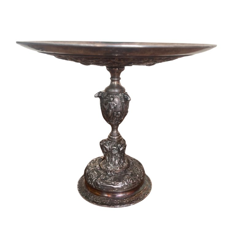 Silver plated bronze embossed pedestal table - Napoleon III style