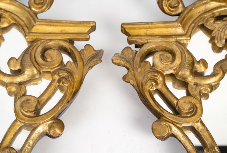 A pair of carved and gilded wood mirrors, 18th century