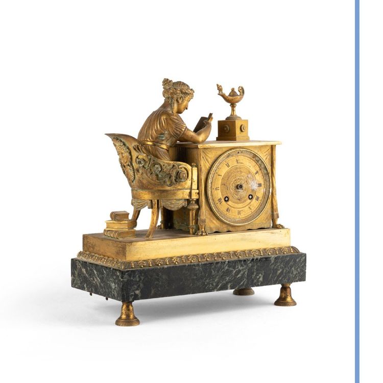 After Jean André Reiche (1752–1817), *The Reader*, bronze clock, 19th century