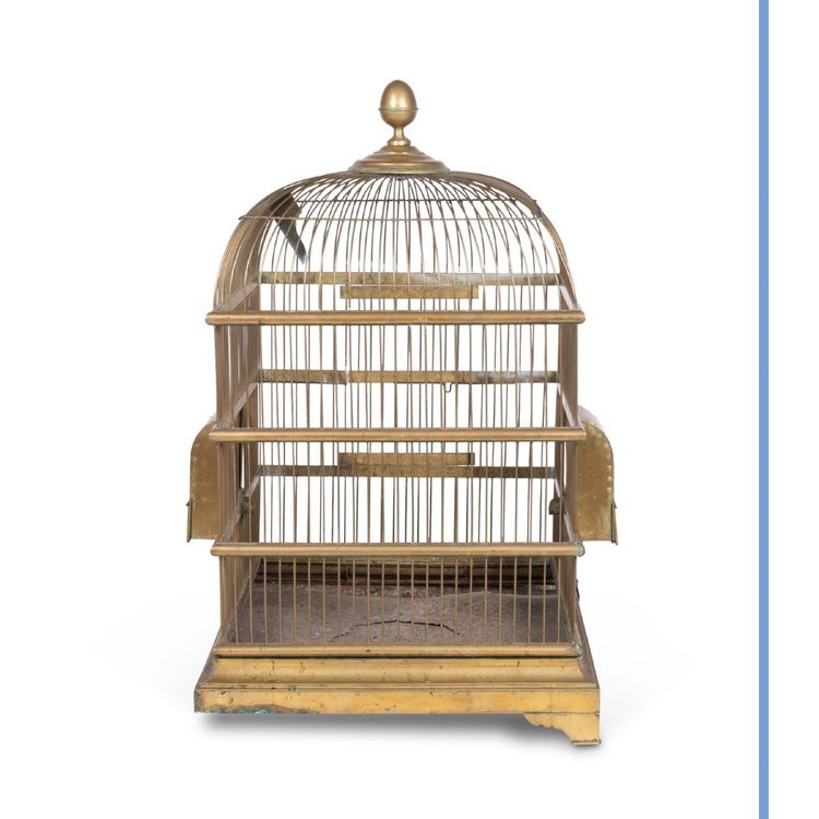 Cage à perroquet en laiton doré, XIXe