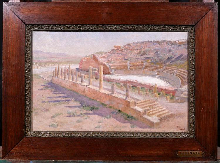 Albert-Pierre DORNOIS 1848-1923 Algeria, the ruins of the Roman theater at Timgad, painting, 1901