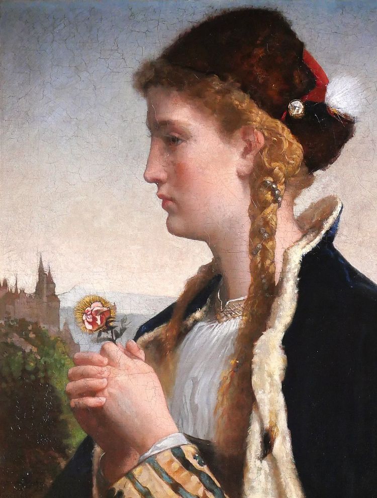 German von Bohn 1812-1899 Santa Elisabetta d'Ungheria, dipinto, 1866 Ritratto religioso al Salon