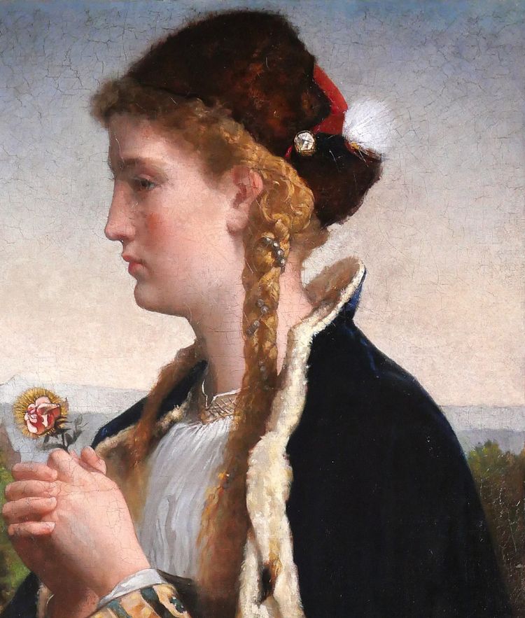 German von Bohn 1812-1899 Santa Elisabetta d'Ungheria, dipinto, 1866 Ritratto religioso al Salon