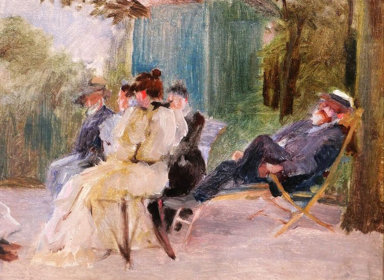 Paul SAIN 1853-1908 Un après-midi sous les arbres, tableau, vers 1890 impressionnisme paysage