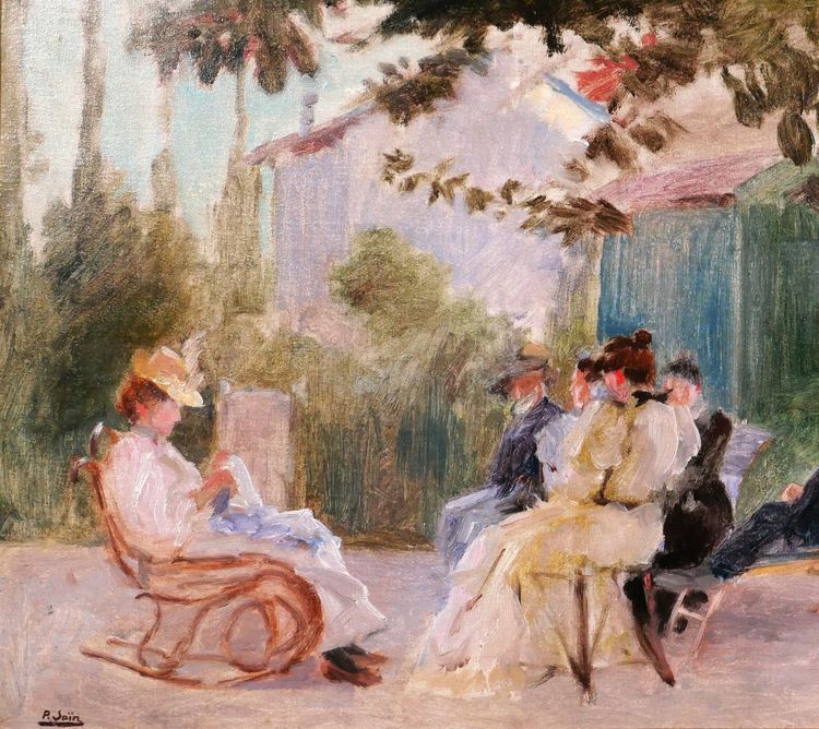 Paul SAIN 1853-1908 Un après-midi sous les arbres, tableau, vers 1890 impressionnisme paysage