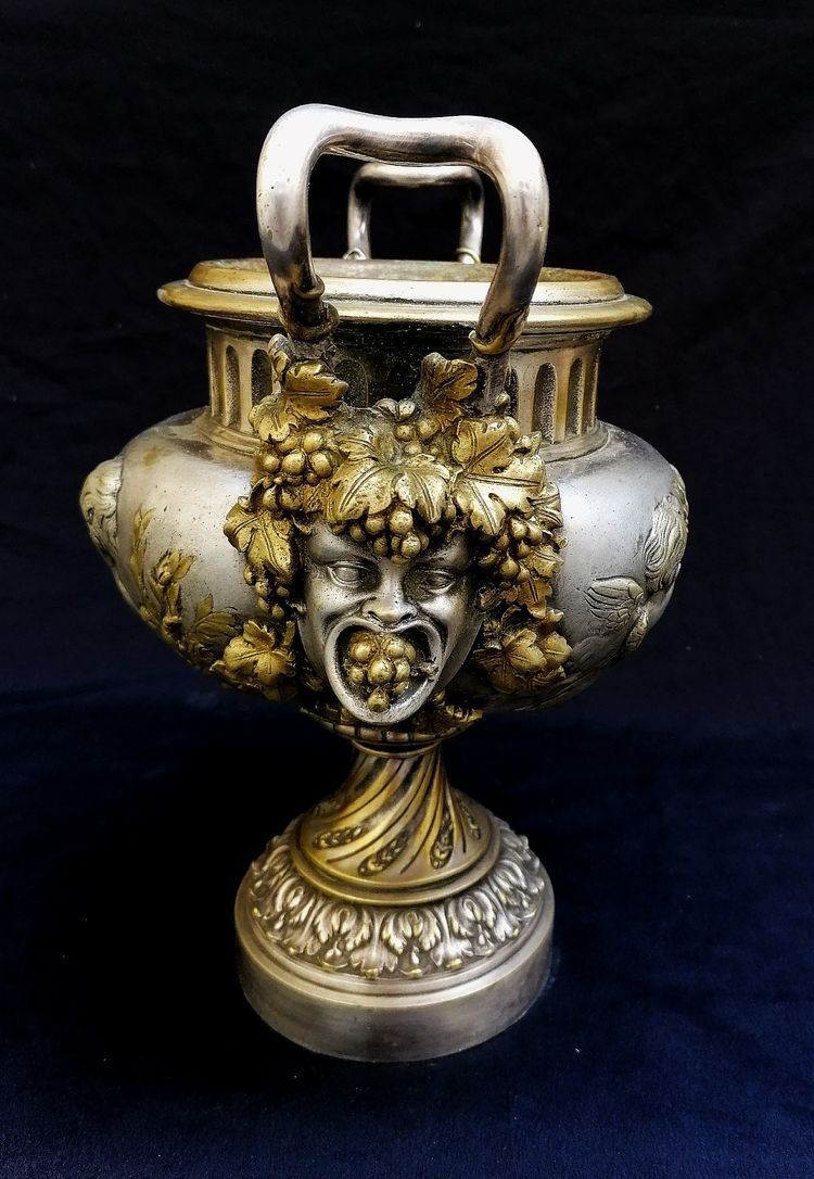 GILDED BRONZE AND SILVER BOWL - MIDDLE TABLE - BACCHUS - NAPOLEON III - XIXEME SIECLE -