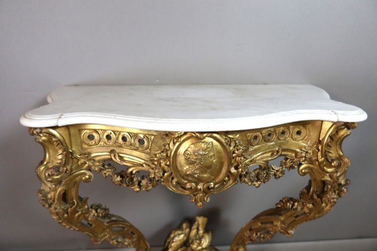 Console en bois doré sculpté style Louis XV époque XIXème