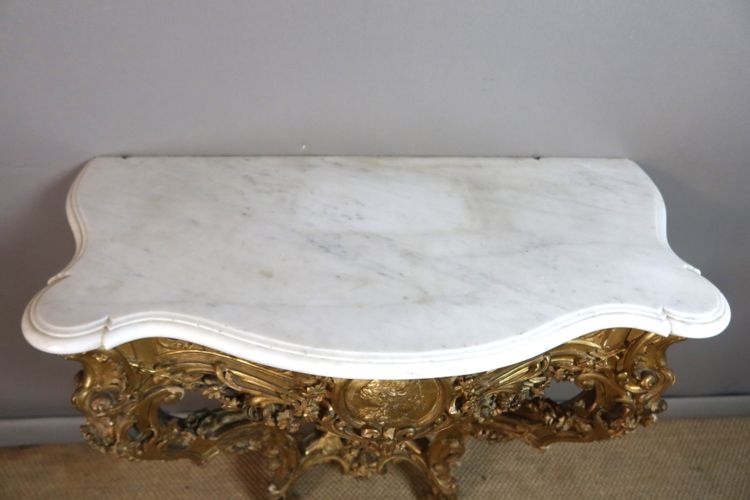 Console en bois doré sculpté style Louis XV époque XIXème