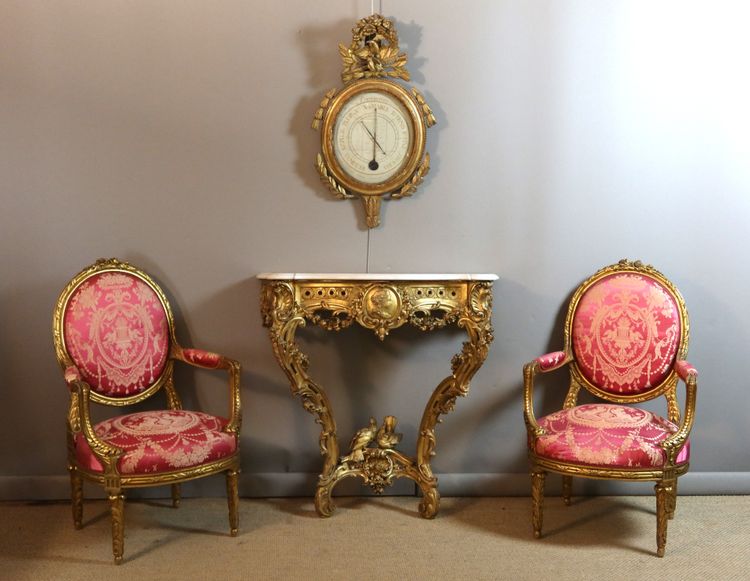 Console en bois doré sculpté style Louis XV époque XIXème