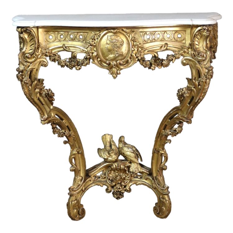 Console en bois doré sculpté style Louis XV époque XIXème