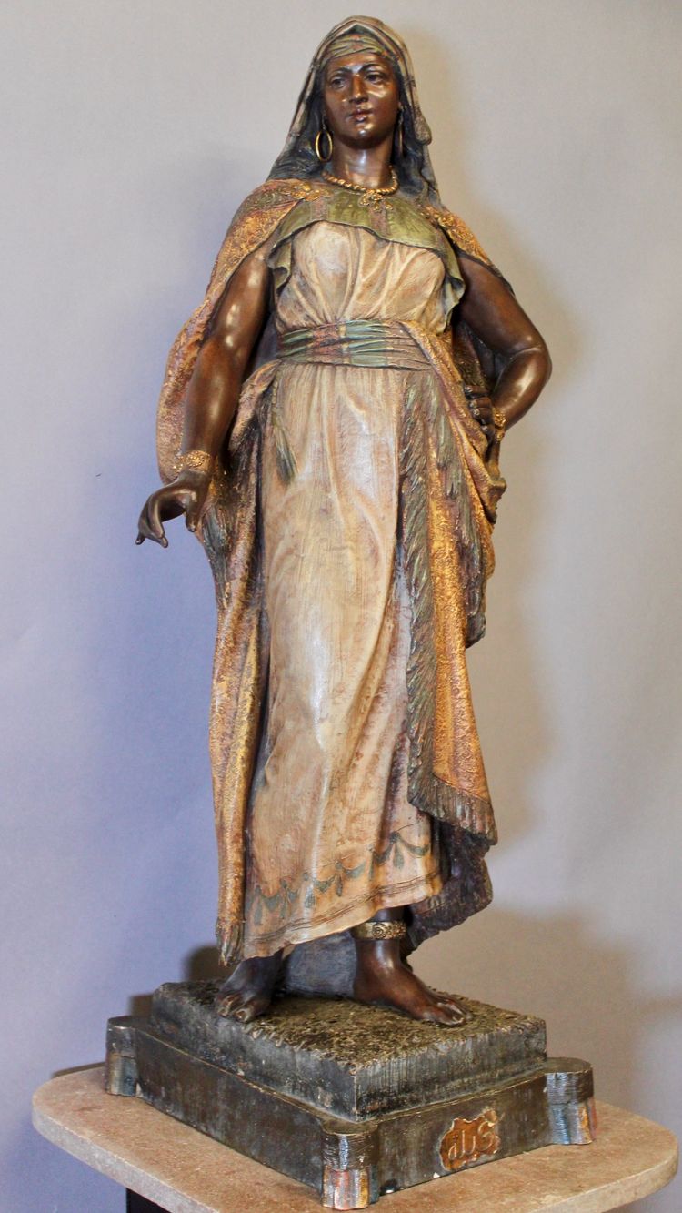 Terracotta policroma raffigurante ALBA secondo Friedrich GOLDSCHEIDER (1845-1897)