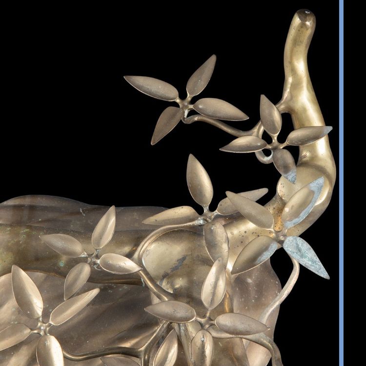Willi Daro, coffee table known as the “Bonsai,” gilded bronze with a beveled translucent glass top, 20th century