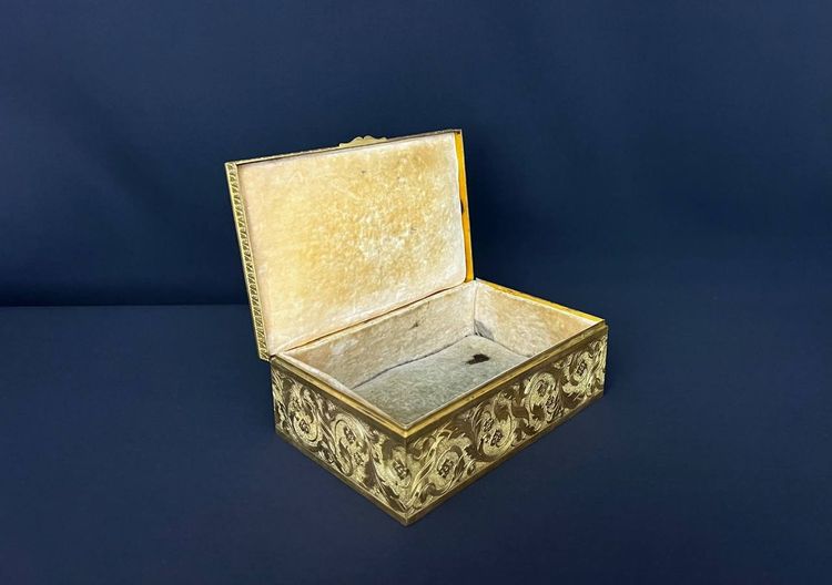  Gilt bronze box with patinated relief plate, 19th century