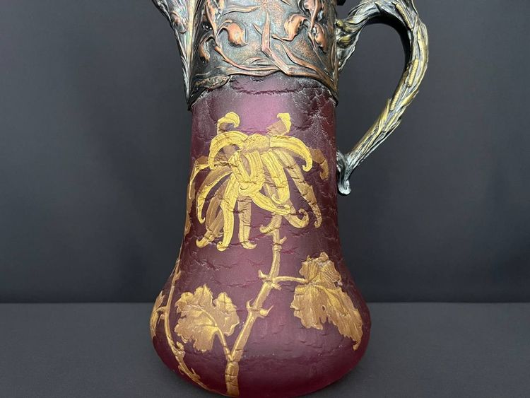Orangeade jug in frosted glass, Art Nouveau