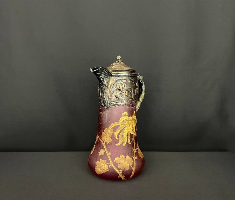 Orangeade jug in frosted glass, Art Nouveau