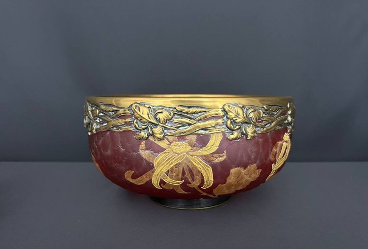 Victor Saglier (1809-1895) - Frosted glass bowl and serving set, Art Nouveau