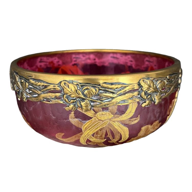 Victor Saglier (1809-1895) - Frosted glass bowl and serving set, Art Nouveau