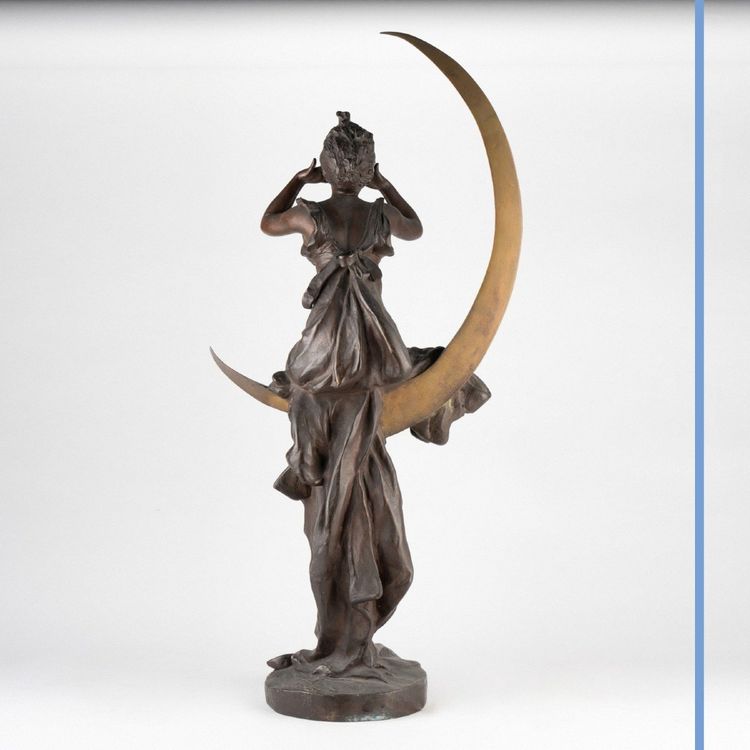 Georges Van der Straeten (1856-1928), Colombine sur un croissant de lune, bronze, XXe