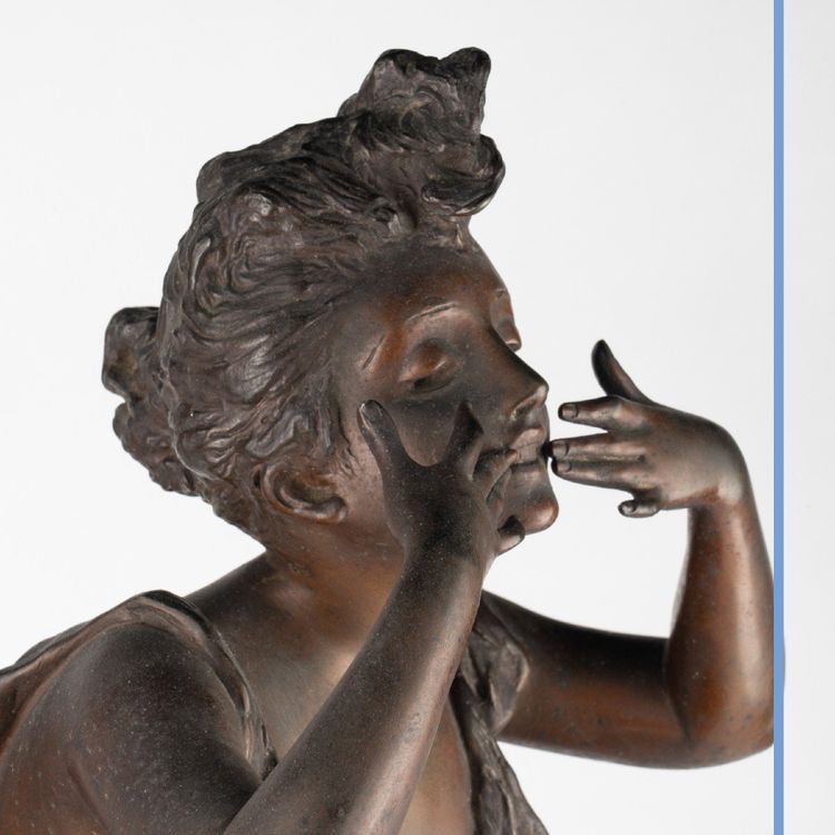 Georges Van der Straeten (1856-1928), Colombine sur un croissant de lune, bronze, XXe