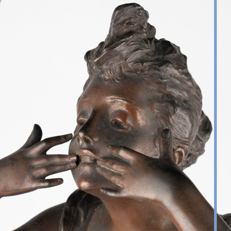 Georges Van der Straeten (1856-1928), Colombine sur un croissant de lune, bronze, XXe