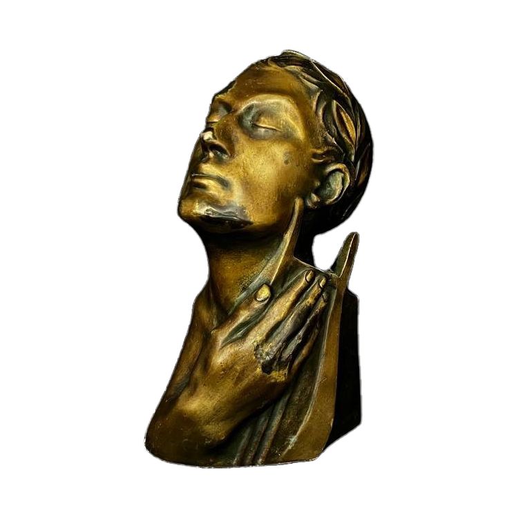 Busto in bronzo patinato firmato M. Le Verrier - Art Déco