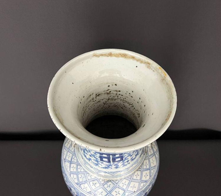Large Chinese vase in blue and white porcelain - 20th century