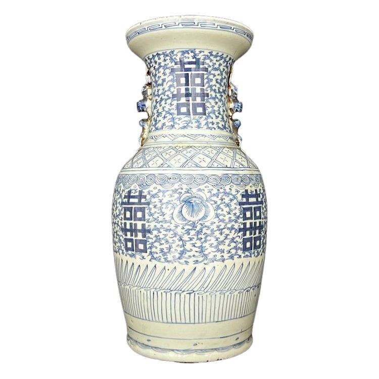 Large Chinese vase in blue and white porcelain - 20th century