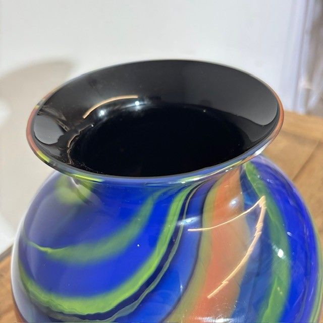 Vaso in vetro Ottavio Missoni  - Arte Vetro Murano anni 80 firmato . Mod EOS  -  Posmoderno H 33 cm 
