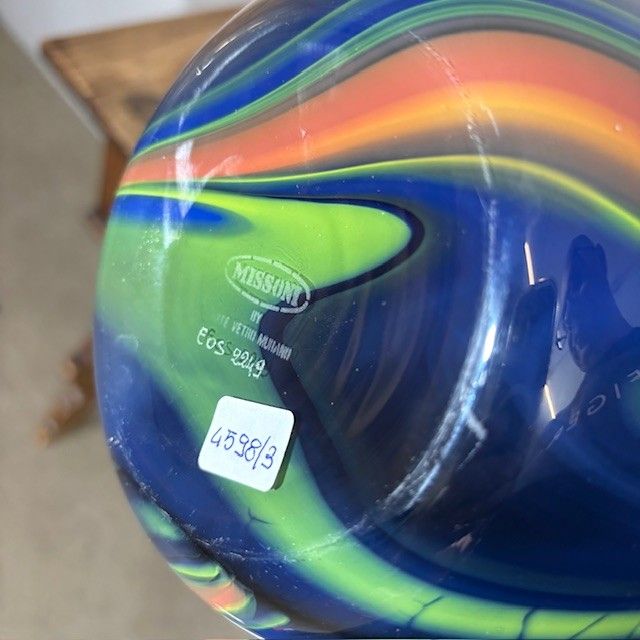 Vaso in vetro Ottavio Missoni  - Arte Vetro Murano anni 80 firmato . Mod EOS  -  Posmoderno H 33 cm 