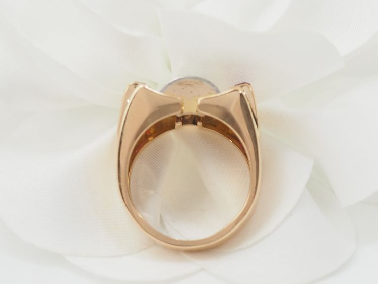 Anello Tank in oro rosa, rubini e diamanti