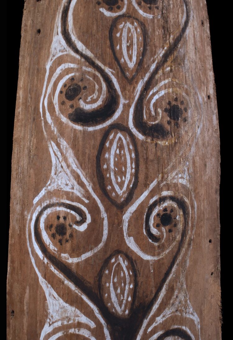 Bemalte Rinde, Ozeanische Kunst, Frühe Kunst, Stammeskunst, Gemälde, Ozeanien, Pazifik, 69 cm