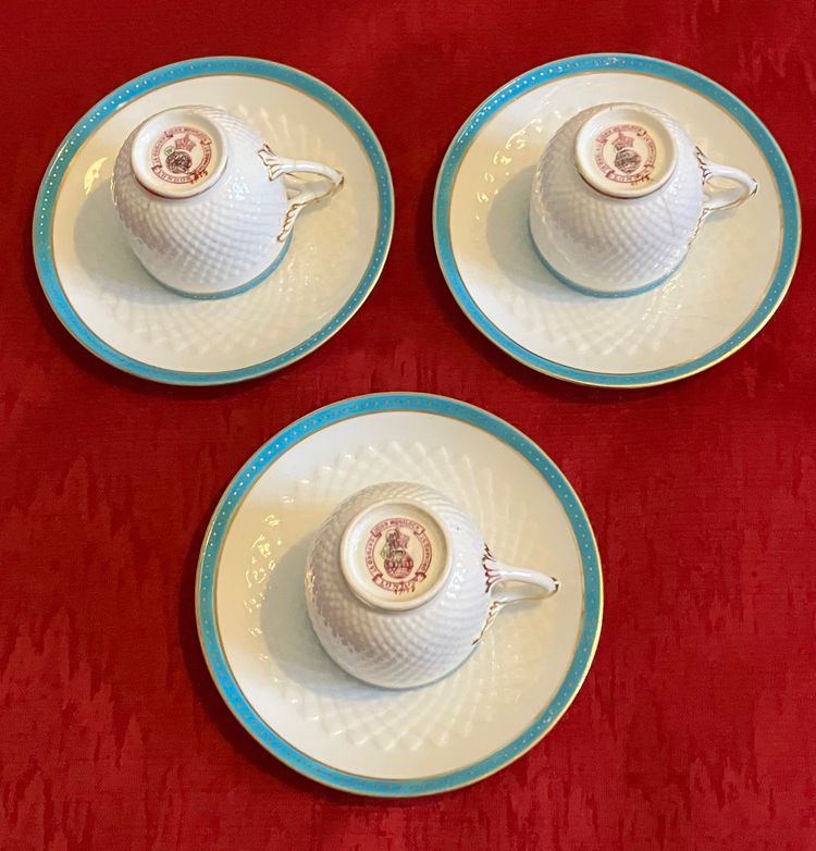 Set di 3 deliziose tazze antiche di porcellana fine vittoriana Minton del 1860 circa