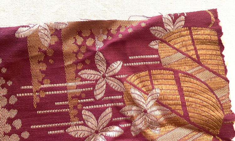 Secondo Tessuto antico Art Deco in Cotone/ Lino/ Seta 2